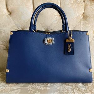 Coach Mason carryall Cadet Blue satchel with snakeskin detail